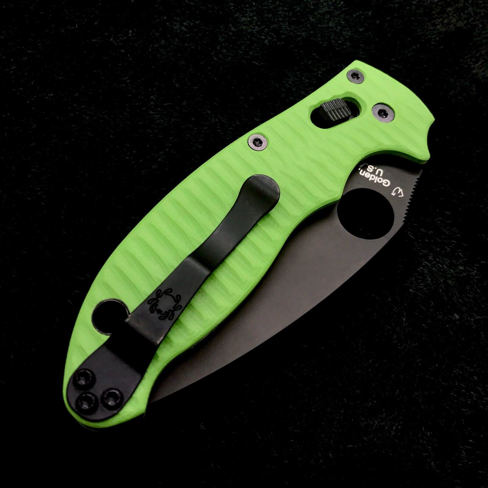 Spyderco Manix 2 C101GPBBK2 w/Custom Green G10 Scales & 2 Spyderco Manix 2 C101GPBBK2 w/Custom Green G10 Scales & 2