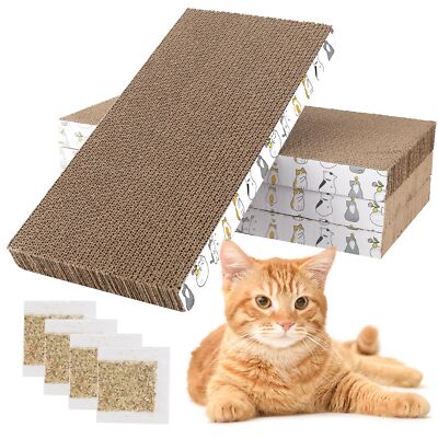 Cat Scratcher 4 PCS Cat Scratch Pad Reversible Scratcher Scratching Texture D...