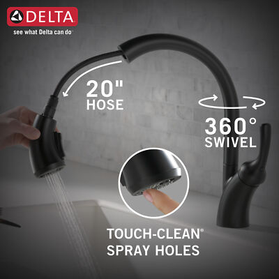 Delta Shiloh Pullout Kitchen Faucet Matte Black-Certified Refurbished