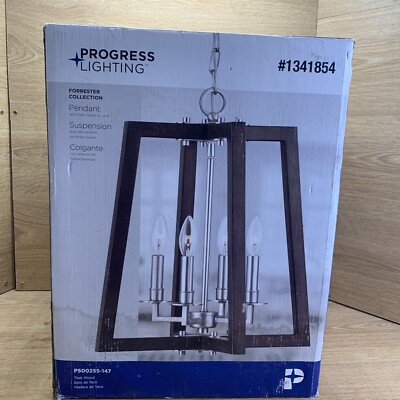 Progress Lighting Forrester Pendant Light P500255-147 Teak Wood 18.75 X 16