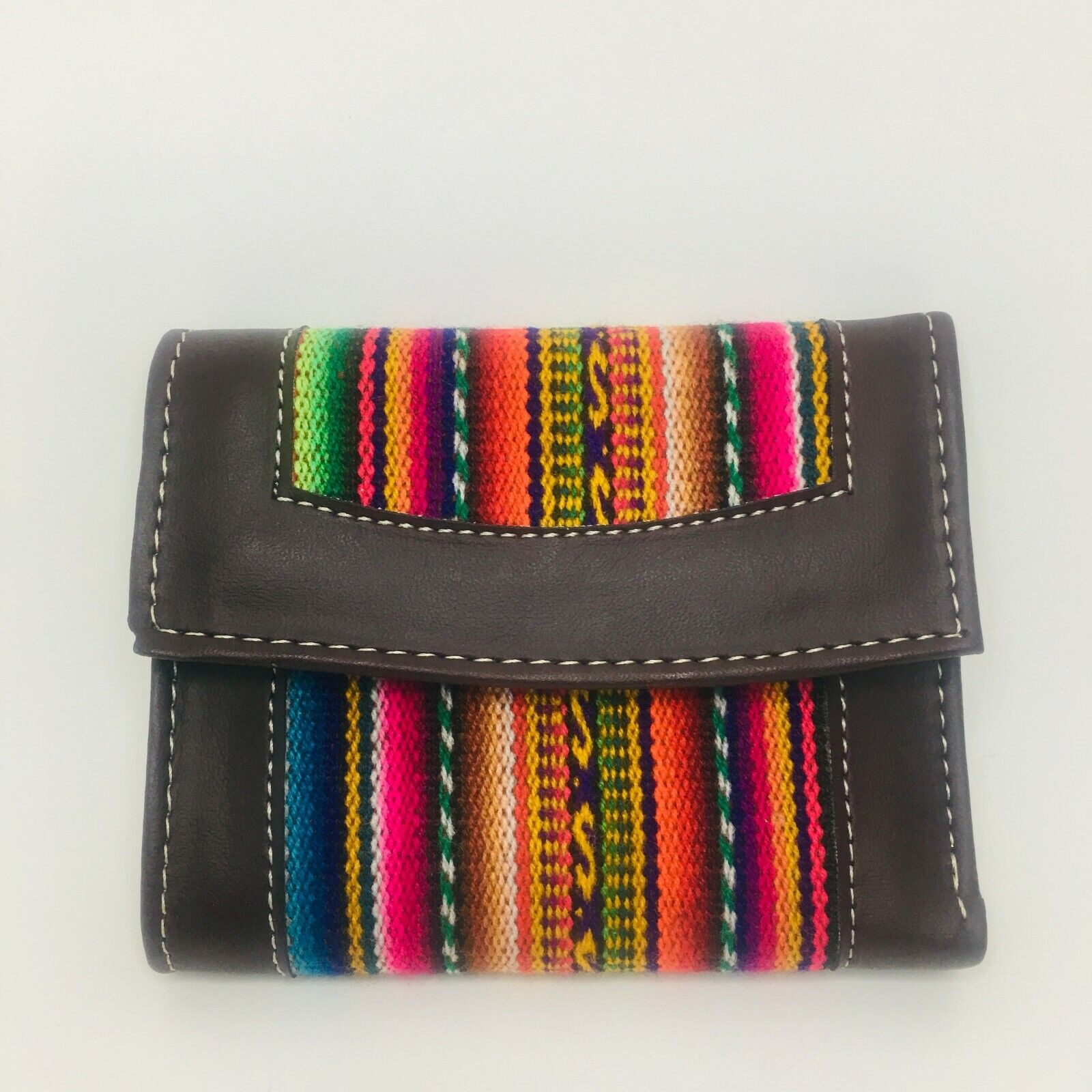 Handmade Peruvian Wallet With Woven Fabrics Ethnic Nice Leather Brown ...