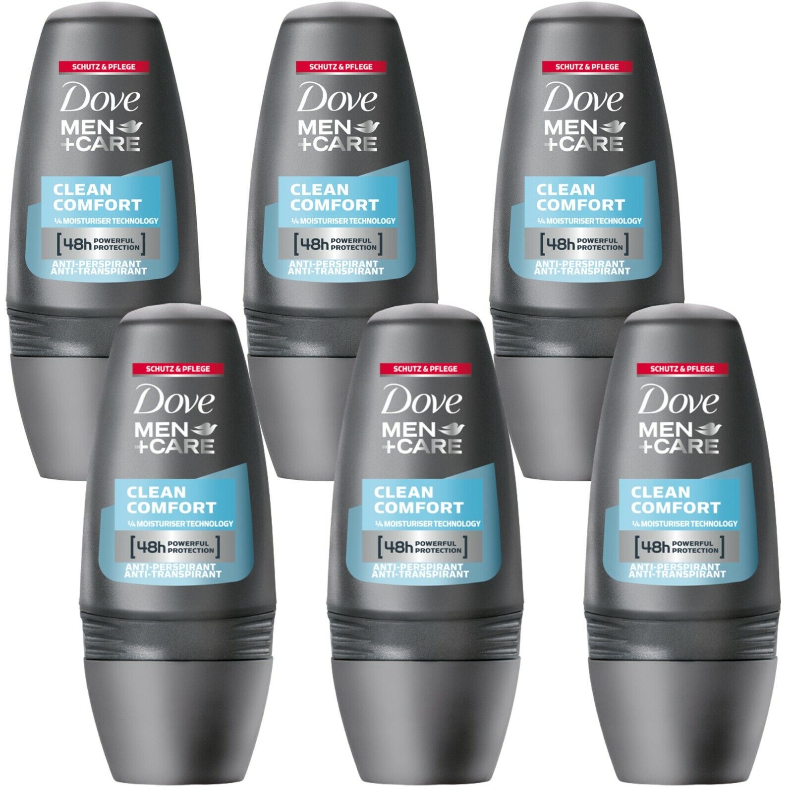 Deo Dove Men + Care  6 x 50ml Deo Clean Comfort Deoroller Deo Roll-On