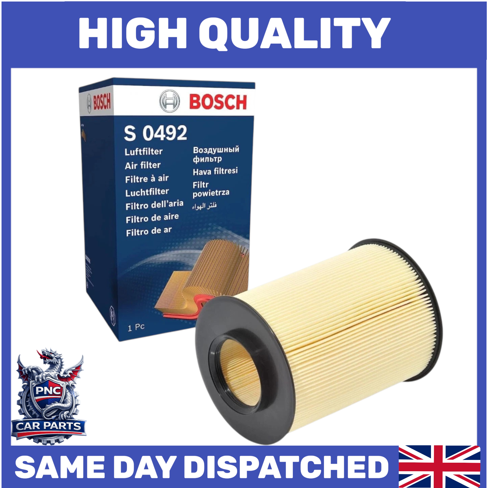 AIR FILTER FITS FORD FOCUS 04 TO 20 BOSCH AV619601AB AV619601AE AV619601AD