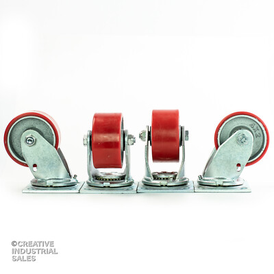 4" x 2" Swivel Casters w/ Polyurethane Wheel 700lb ea Roller Bearing (4 )