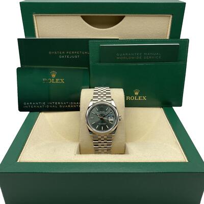 Rolex Datejust 36mm 126200 Steel Mint Green Dial Automatic Watch B&P 2023