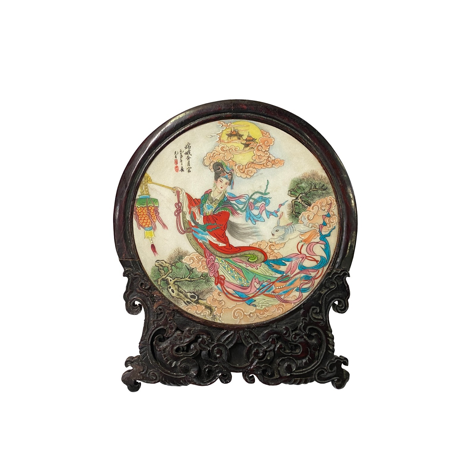 Chinese Chang'e Moon Autumn Lantern Rabbit Them Stone Plaque Display ws2307S Chinese Chang'e Moon Autumn Lantern Rabbit Them Stone Plaque Display ws2307S