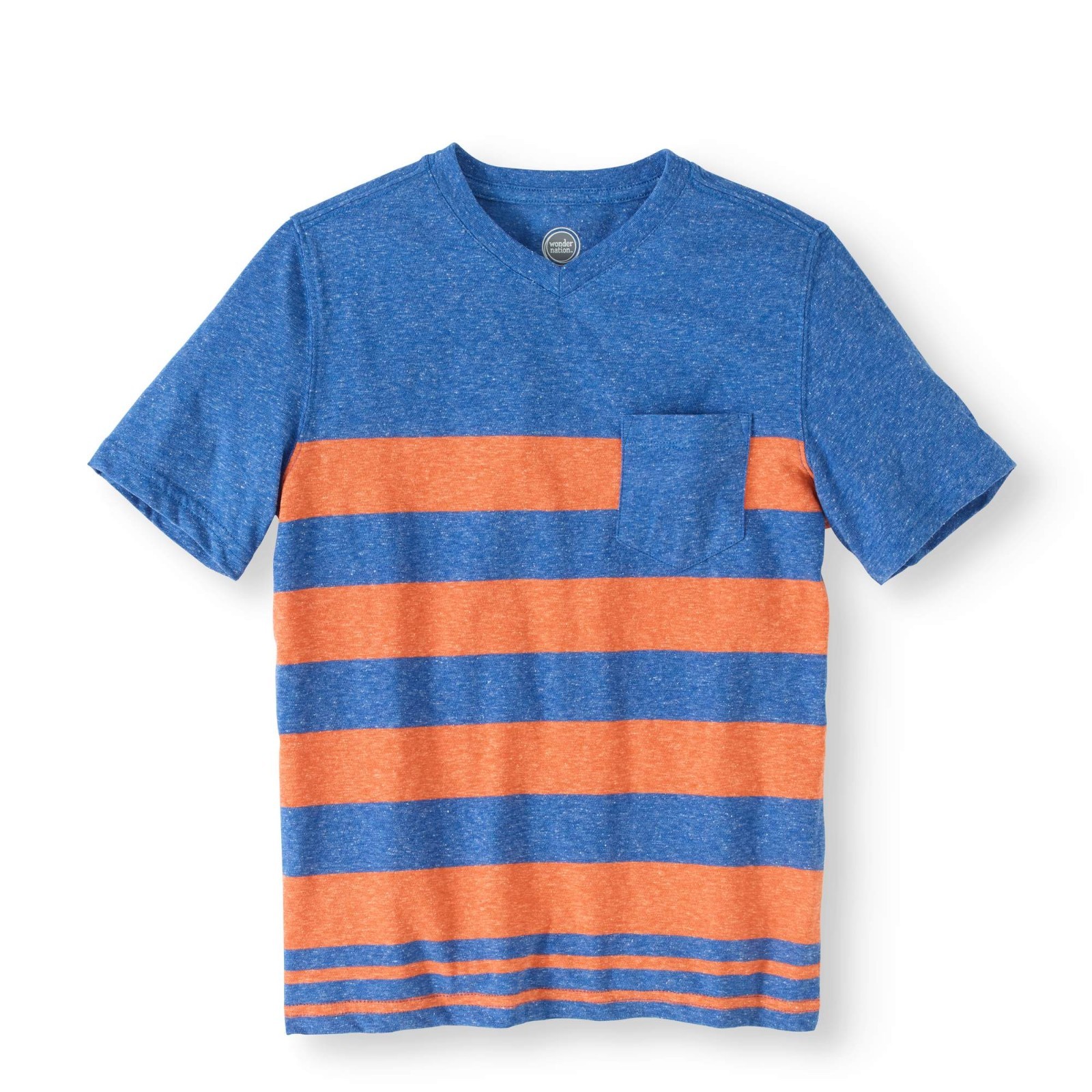 Wonder Nation Boy's Striped Crew Neck Pocket Tee Shirt Large