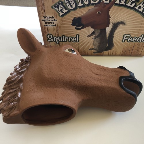 Horse Head Squirrel Feeder Big Head Archie McPhee Gag Gift Fun Accoutrements