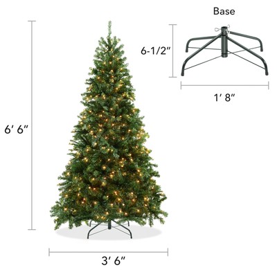 Pre-Lit Realistic Green Spruce Artificial Holiday Christmas Tree and Stand
