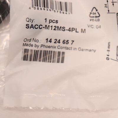 Phoenix Contact Sensor Connector M12 Plug 4Pos 1424657