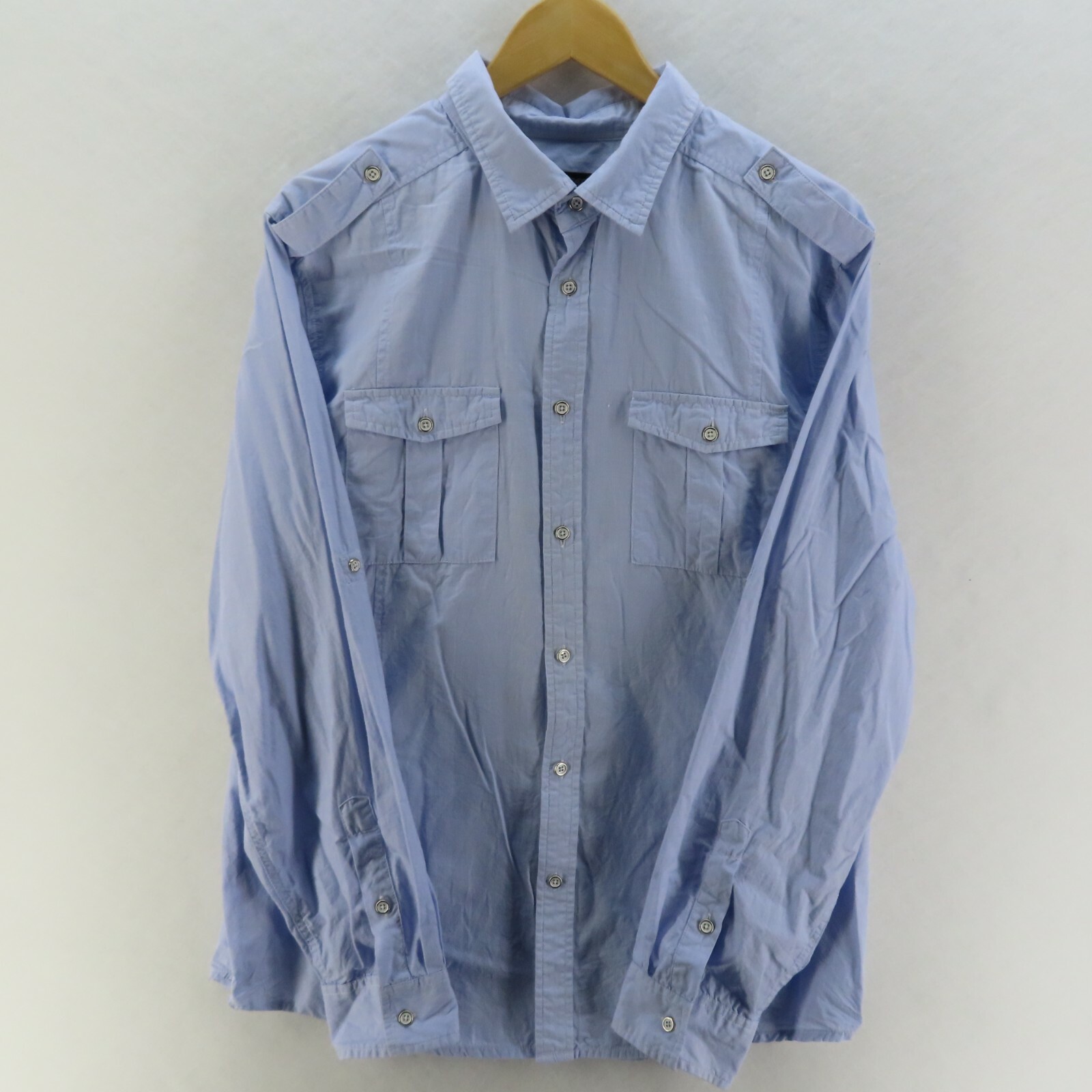 Just Jeans Shirt Mens Adult Size Large Blue Long Sleeve Button Up Casual