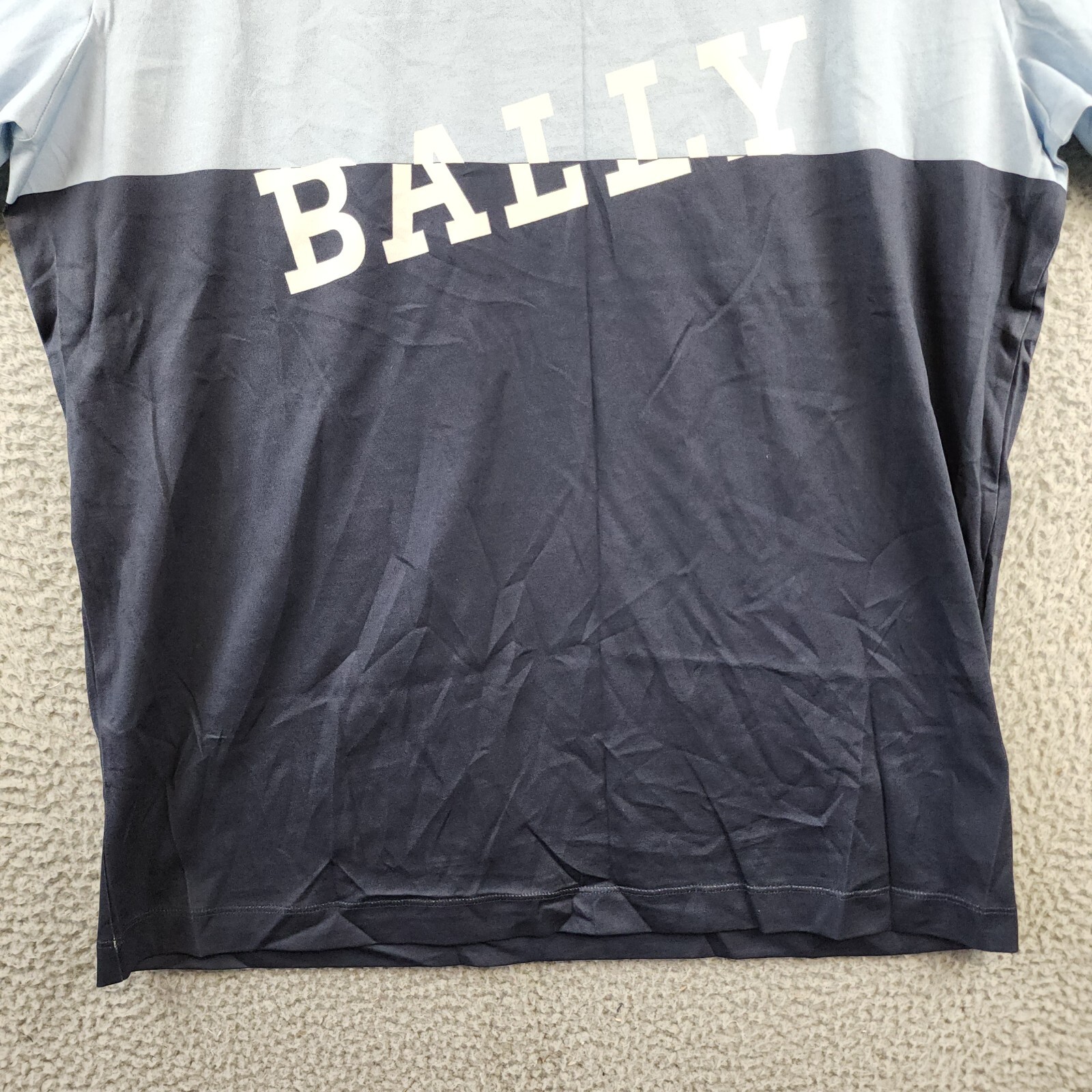 Bally Colorblocked Logo Tee Men's M Poolside/Midnight Crew Neck Short Sleeve - Picture 3 of 12