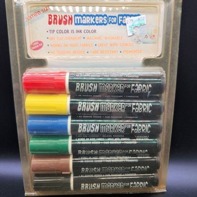 Fabric Markers 6 Primary Colors  Brush Tips Permanent Markers NOS READ