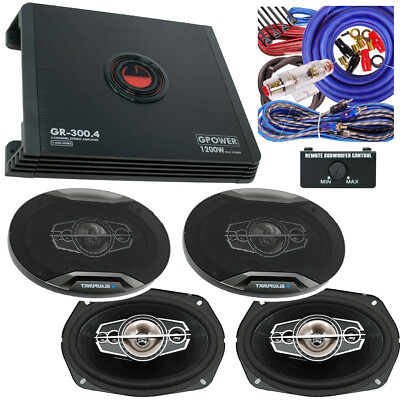 4x Blaupunkt GTX695 6''x9'' 1500W Speakers + Gravity GR300.4 1200W Amp + Amp Kit
