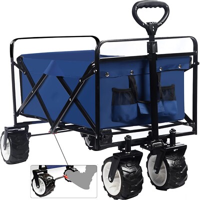 Collapsible Heavy Duty Beach Wagon Cart Outdoor Folding Utility Camping Garden