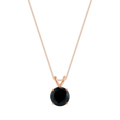 Pre-owned Shine Brite With A Diamond 2.0 Ct Round Created Diamond Black Solid Real 14k Rose Gold Pendant 18" Necklace In Pink