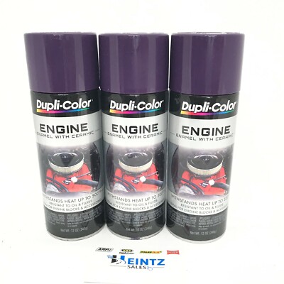 Duplicolor DE1640-3 PACK Engine Enamel with Ceramic Plum Purple color - 12 oz