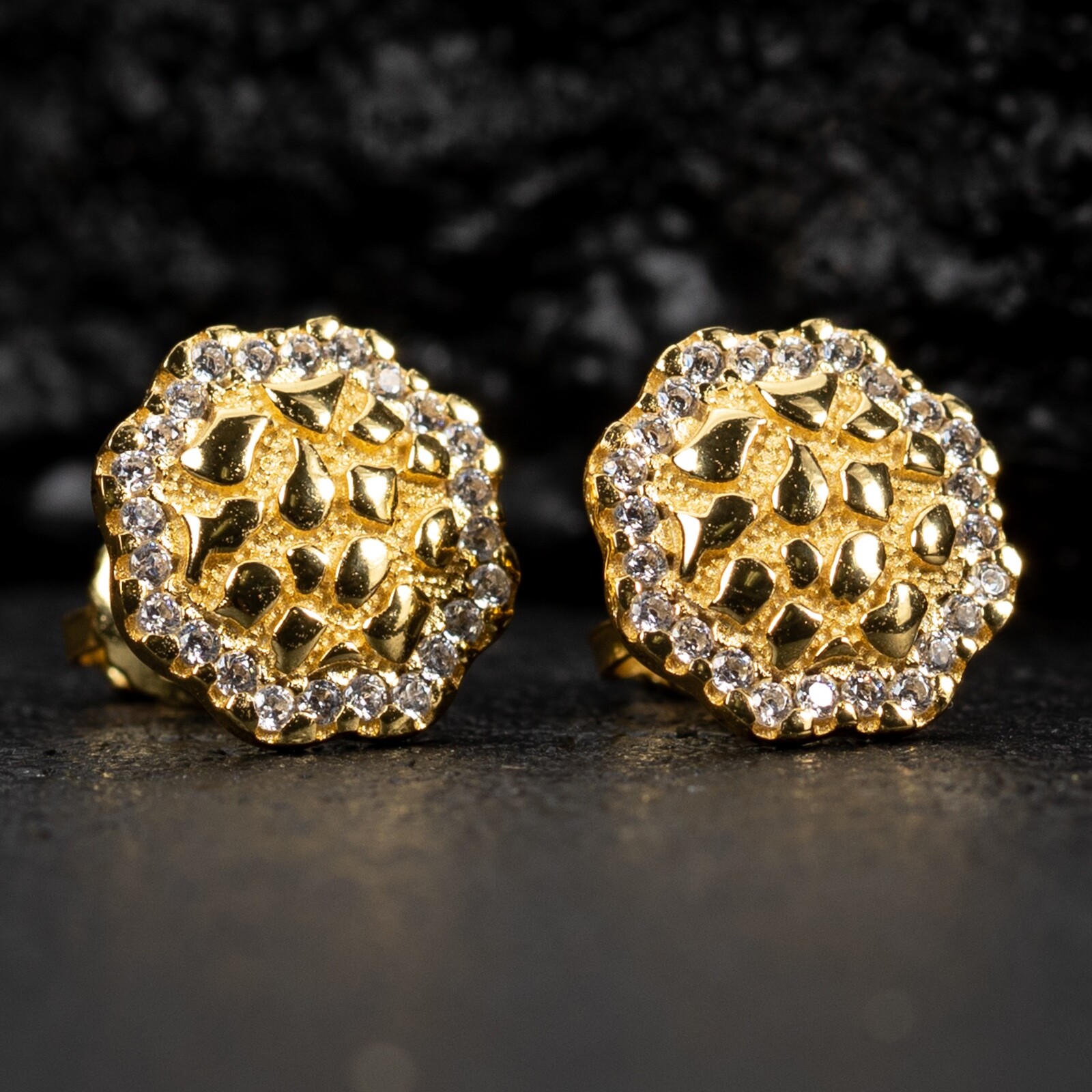 Gold Plated Sterling Silver Screw Back Post Nugget Screw Back Stud Earrings