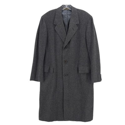 OXXFORD CLOTHES Pure Cashmere Barrington Coat Gray Herringbone Size 40
