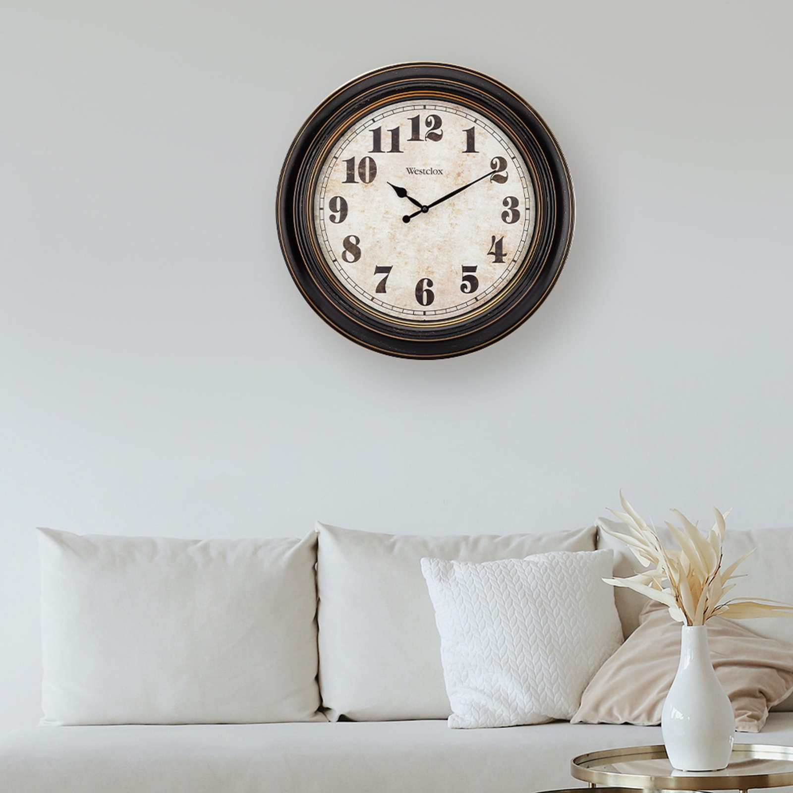 Large 24" Round Oversized Wall Clock Classic Analog Quartz Accurate Clock, Brown