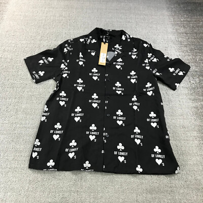 New Ksubi Shirt Mens Small Klub Of Hearts Resort Cuban Button Up AOP Camp
