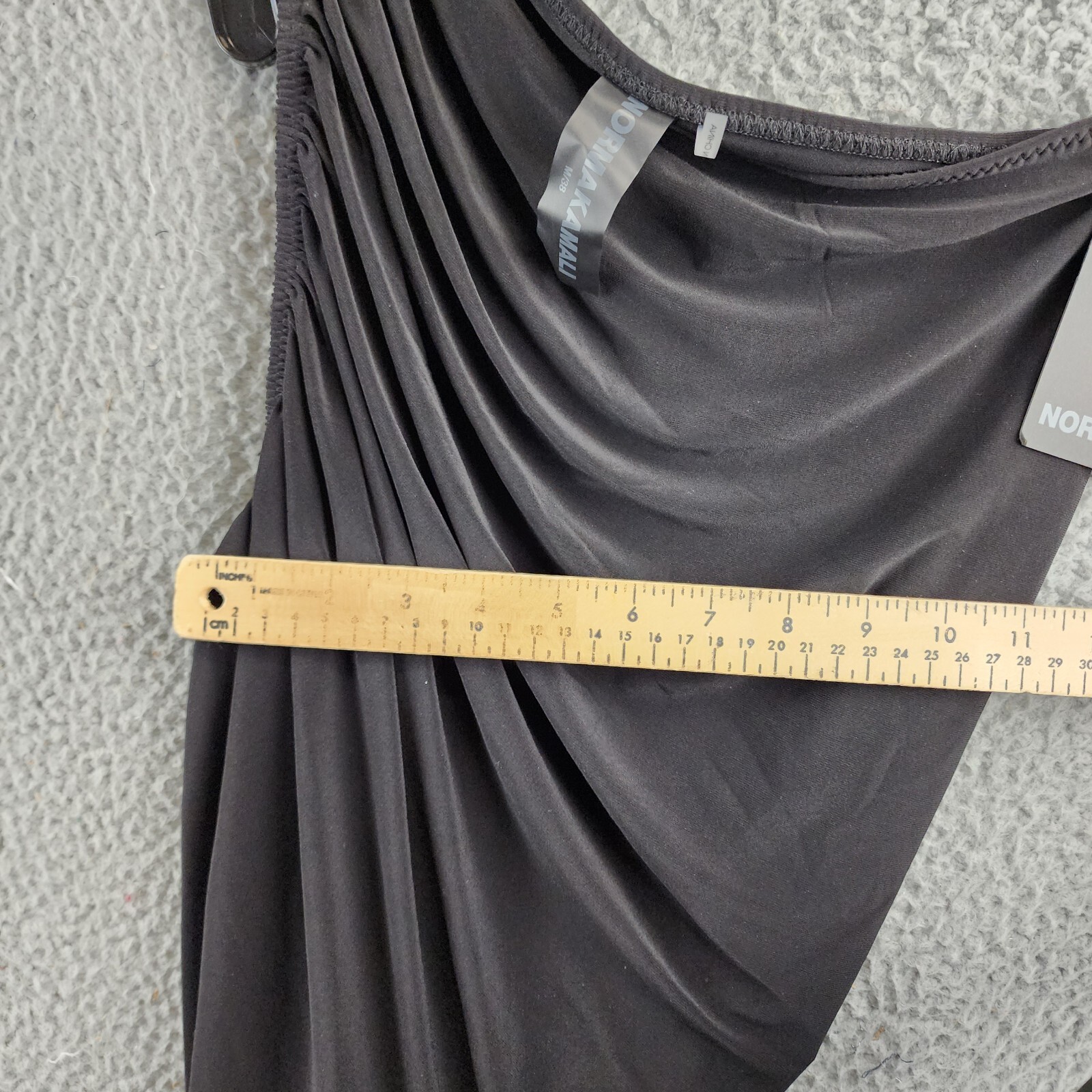 Norma Kamali Diana One Shoulder Mini Dress Womens M/38 Black Asymmetric Pullover - Picture 9 of 15