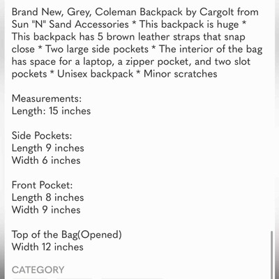 Cargo It Sun N Sand Coleman Canvas Rugged Drawstring Backpack in Charcoal Grey