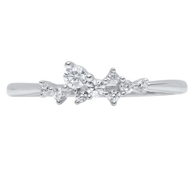 Pre-owned Pucci 0.28ct Round Simulated Diamond Cluster Pyramid Promise Band 14k White Gold In White/colorless