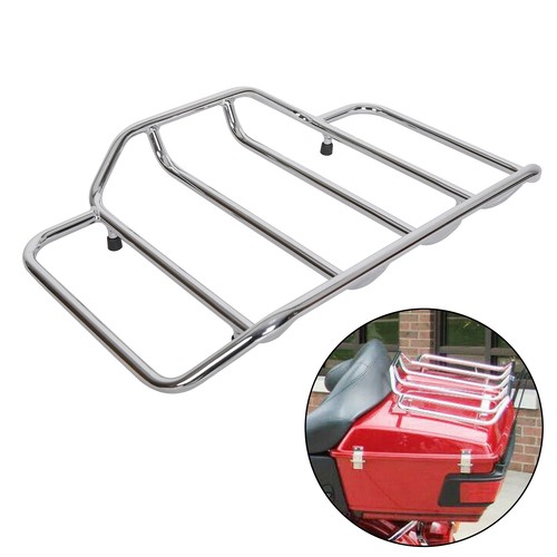 New Chromed Tour Pack Top luggage Rack Rail For Harley touring Trunk Pak FL