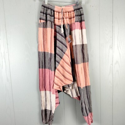 Hippie Harem Pants Womens Small Boho Drop Crotch Festival Patchwork Baggy