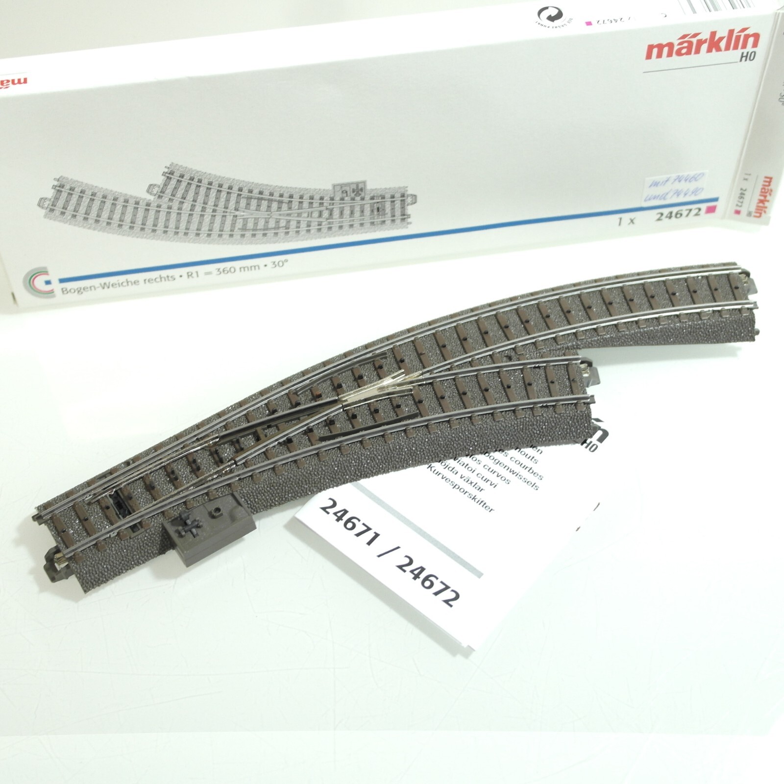 Märklin H0 24672 Bogenweichen rechts R1 360 mm 30 ° + 74460 + 74490 RF9780 | eBay Märklin H0 24672 Bogenweichen rechts R1 360 mm 30 ° + 74460 + 74490 RF9780 | eBay