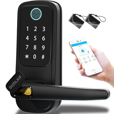 Smart Door Lock,5-in-1 Keyless Entry Door Lock with Handle,Keypad Door Lock S...
