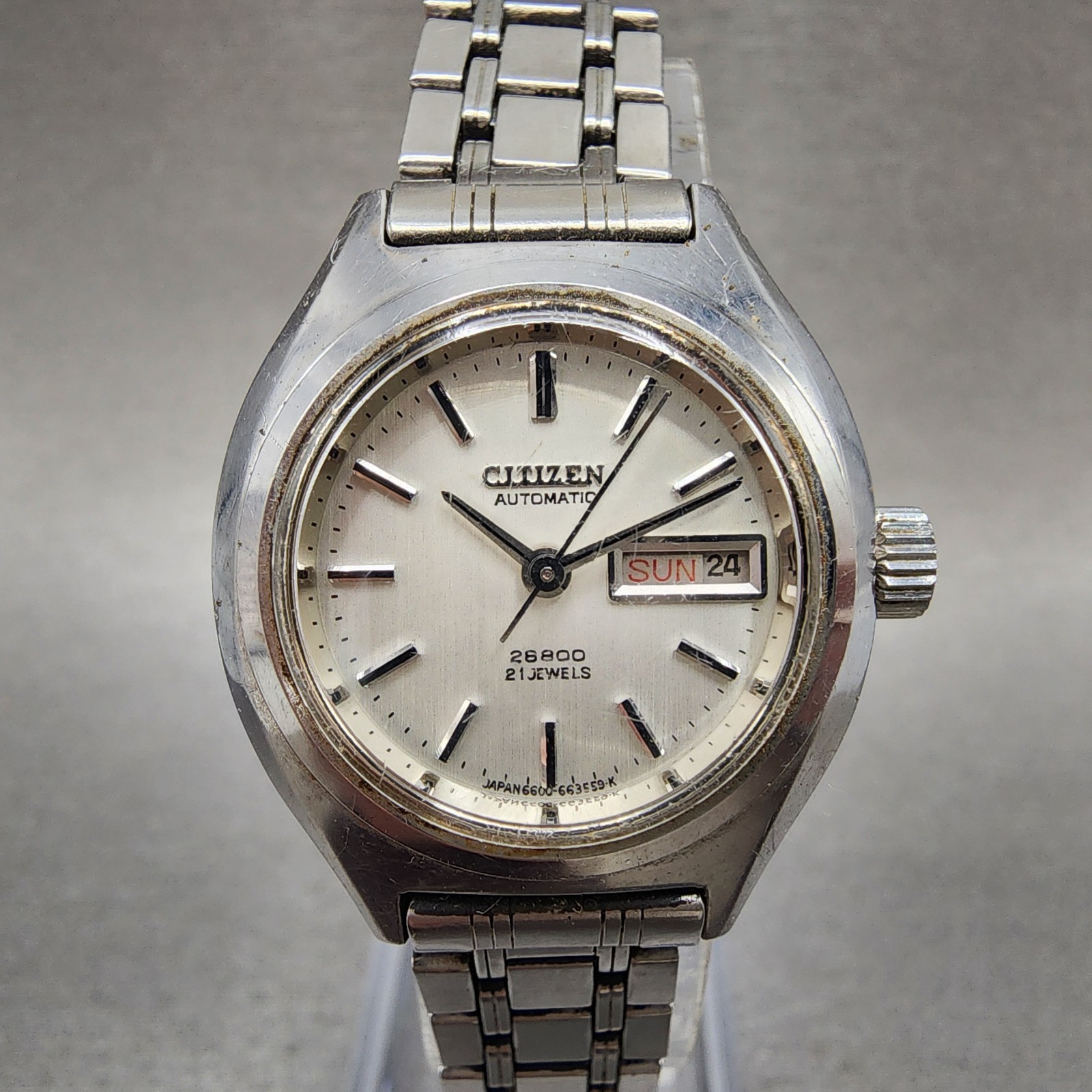 Citizen Automatic Watch Women White Dial Silver Tone Daydate