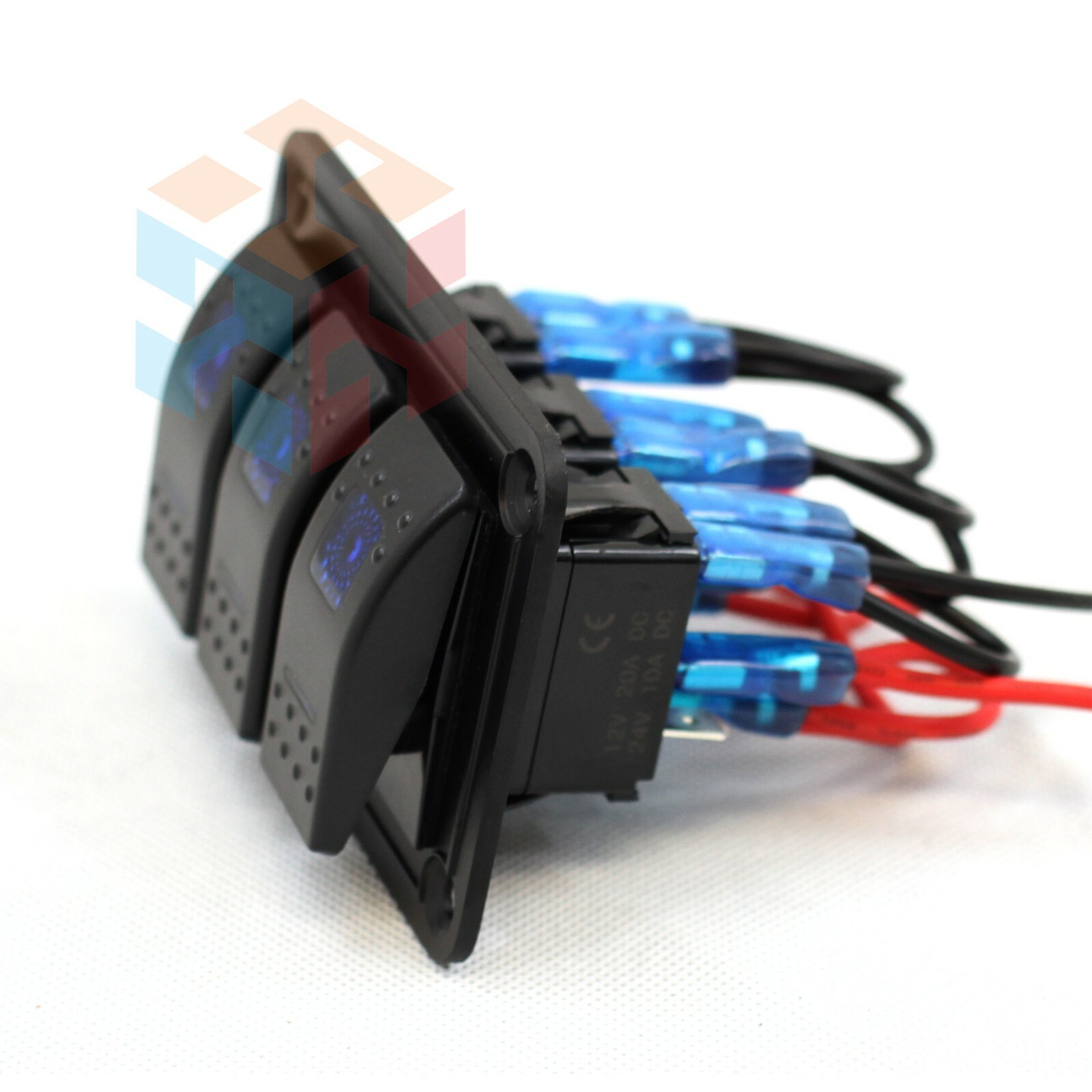 3 Gang Waterproof USB Toggle Automotive Switch Panel Decal LED Car Marine Boat 