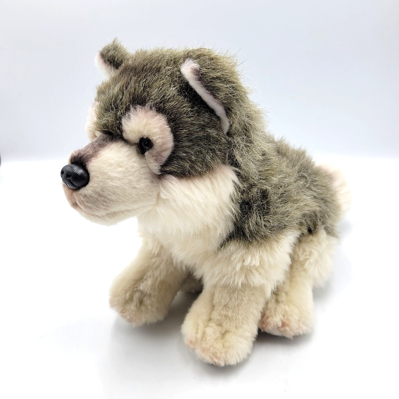 Nat and Jules Plush Wolf Small Stuffed Animal 8" Gray White 