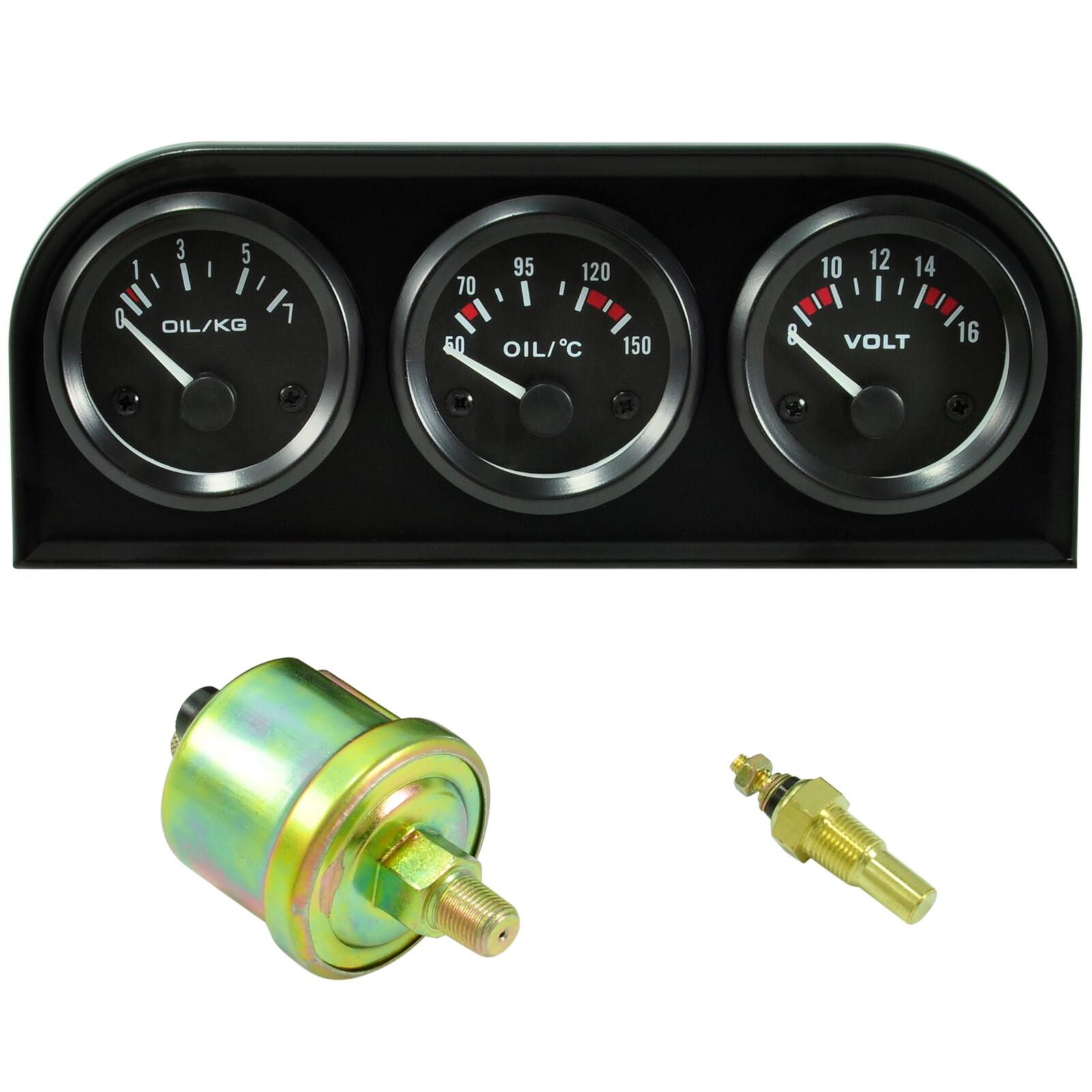 3 x Zusatzinstrument mit Halter Öldruck Öl Temperatur Spannung Volt Anzeige