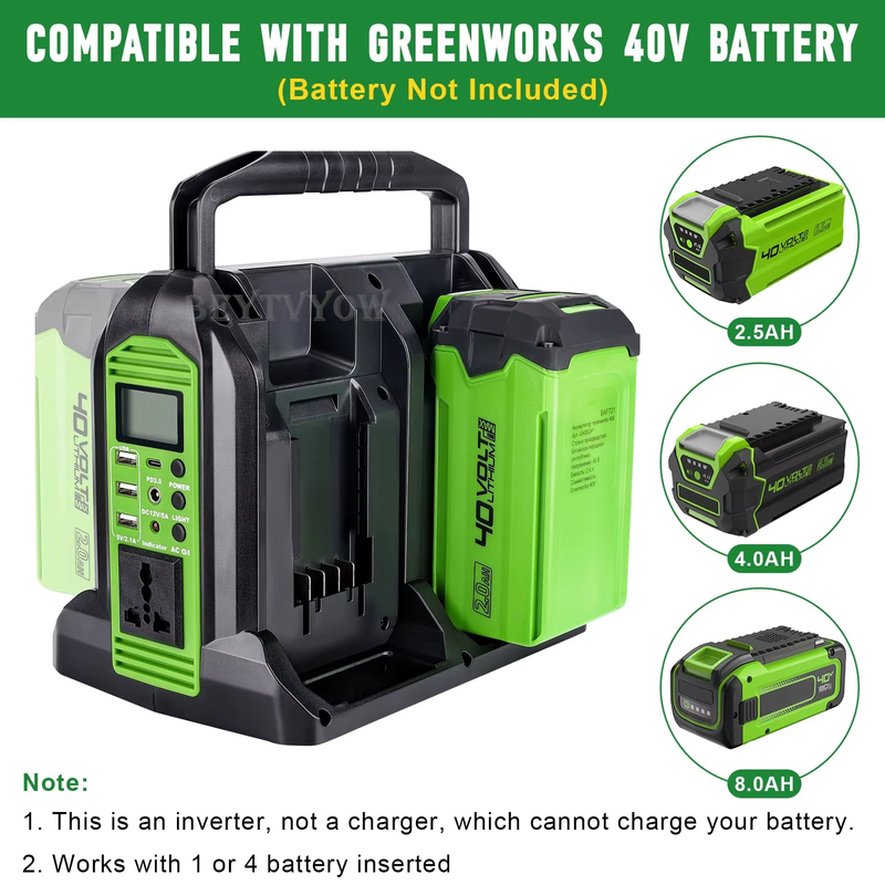 Power Inverter for Greenworks 40V Battery 350W DC 40V to AC 120V Power Station P
