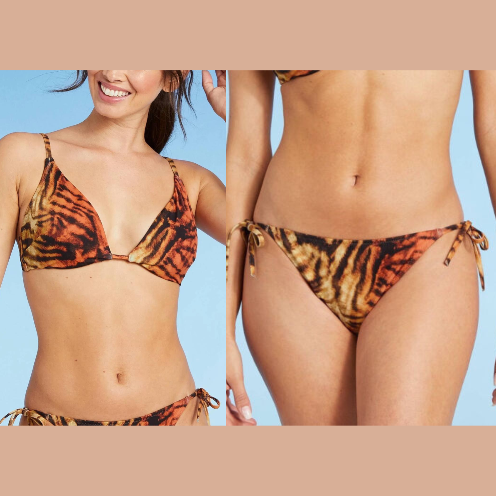 NWT $46 Shade & Shore Tiger Print Bikini Top + Bottom [ 38DD NWT $46 Shade & Shore Tiger Print Bikini Top + Bottom [ 38DD