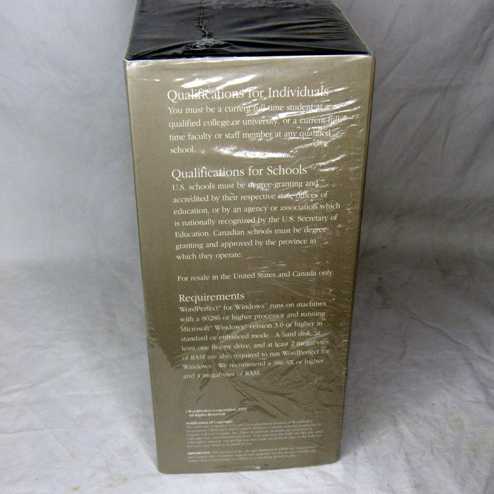 Vintage WordPerfect 5.1 For DOS Version For Computers 3.0 Or Higher Sealed 1991