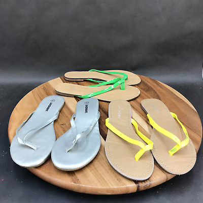 UnionBay Green Yellow Gray Flip Flops Thongs Sandals 3 Pack