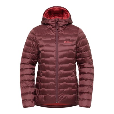 Pre-owned Jack Wolfskin Womens Passamani Hooded Packable Padded Jacket Coat In Red Ochre