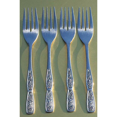 Salad Forks Imperial Stainless 4pc Tropic Garden  6 1/2” Vintage Flatware
