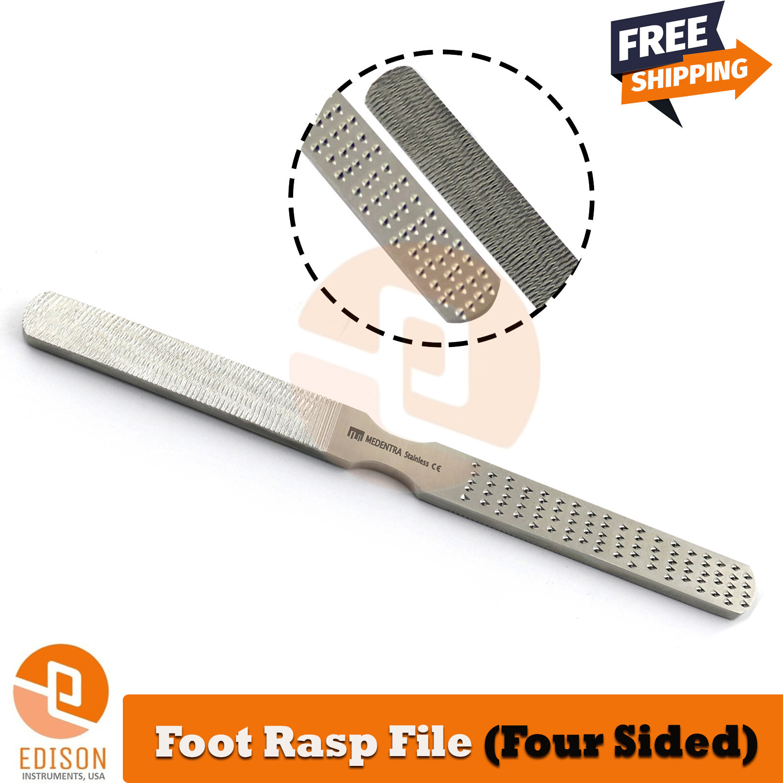 Foot Rasp File Remover Steel Four Sided Feet Care Dead Skin Scraping Filer