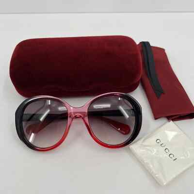 Pre-owned Gucci Gg Oversized Round Logo Sunglasses Womens Pink Black Gg0368s Retro 70s 80s In Purple