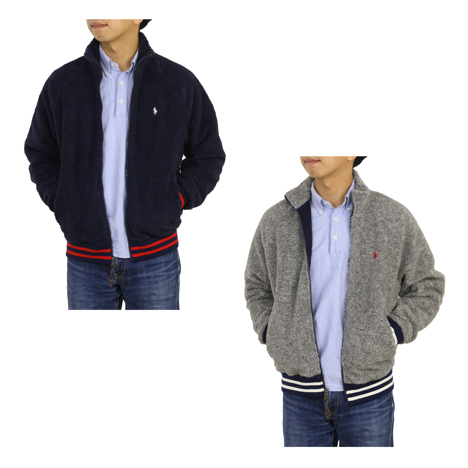 

Флисовая куртка с длинным ворсом в стиле ретро Polo Ralph Lauren — 2 цвета, Navy;grey