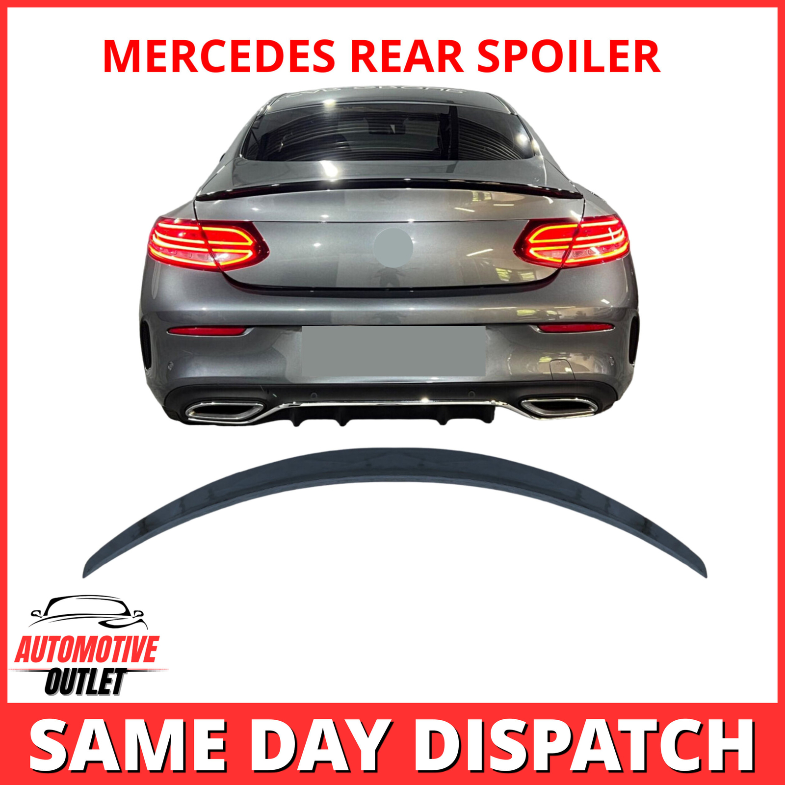 REAR BOOT SPOILER GLOSS BLACK AMG STYLE FOR MERCEDES C-CLASS COUPE C205 2015 1PC 1