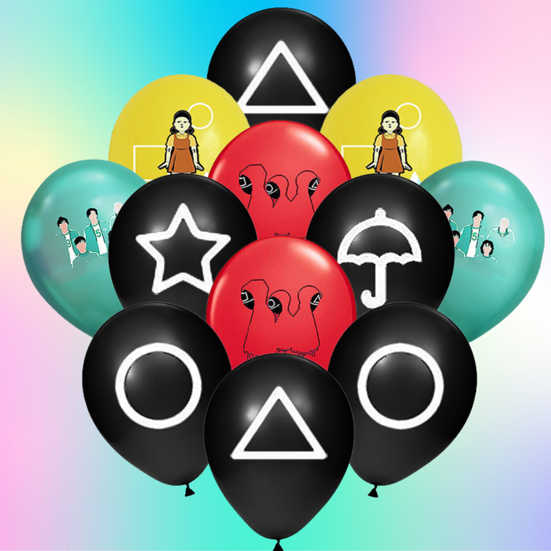 SQUID GAMES PARTY SUPPLIES BIRTHDAY DECORATION BALLOON BOUQUET BANNER FOIL