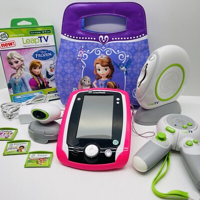 LeapFrog LeapPad 2 LeapTV Bundle / Pink Tablet Stylus w/ 4 Games , Camera & Case