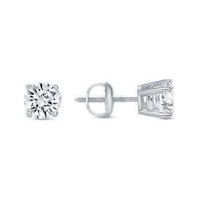 Pre-owned Shine Brite With A Diamond 1.25 Ct Round Labcreated Grown Diamond Earrings 14k White Gold F/vs Basket Screw In White/colorless