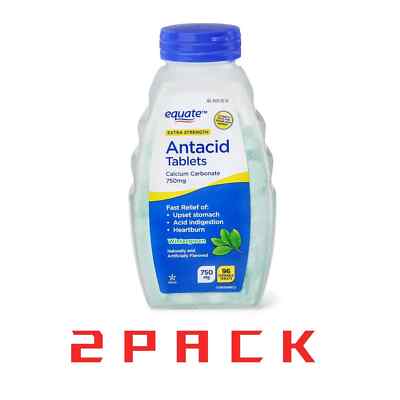 (Pack of 2) Equate Extra Strength Antacid Chewable Wintergreen Tablets, over the